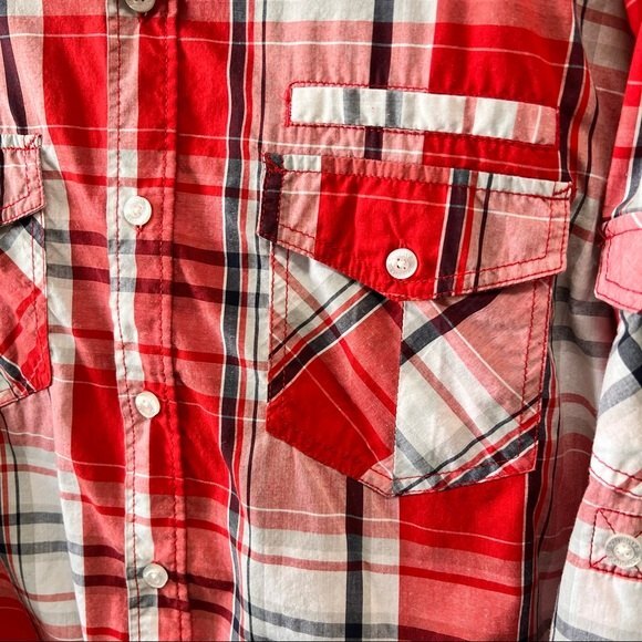 Southpole‎ xl red plaid long sleeve button down shirt - Picture 2 of 5